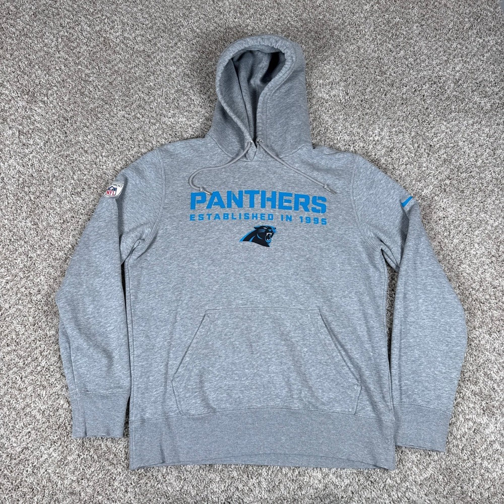 Carolina Panthers Hoodie Mens Medium Gray NFL Training Sweatshirt Nike